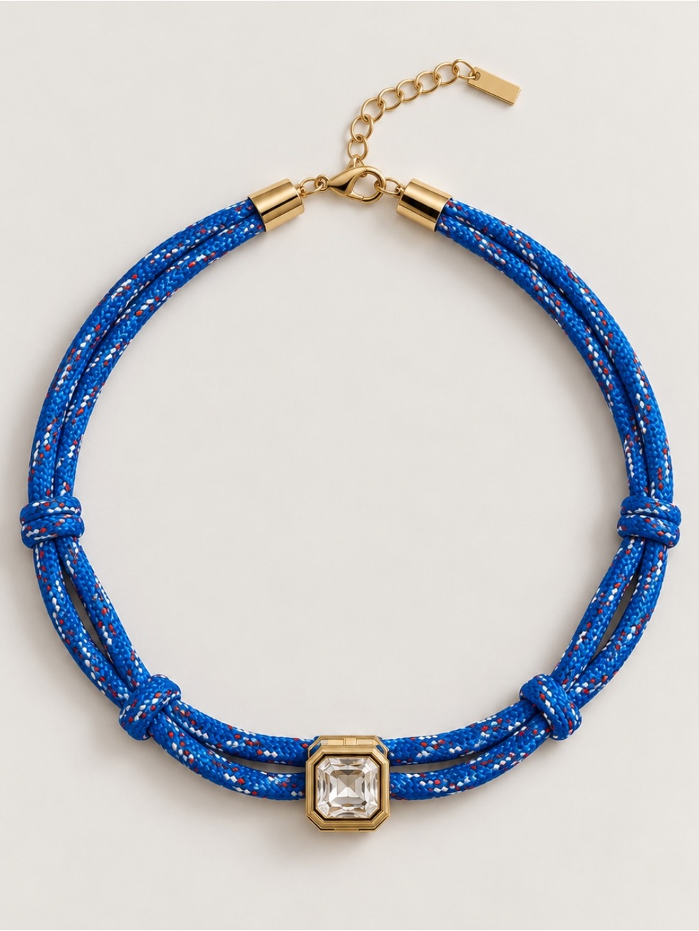 New! Blue Crystal Pendant Cord Necklace NWOT 4007